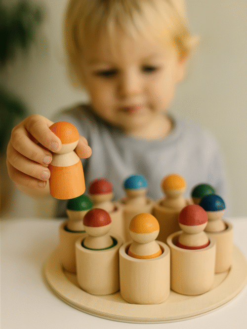 Bonhommes en Bois Colorés