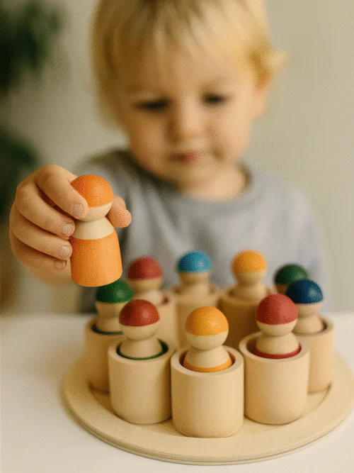 Bonhommes en Bois Colorés