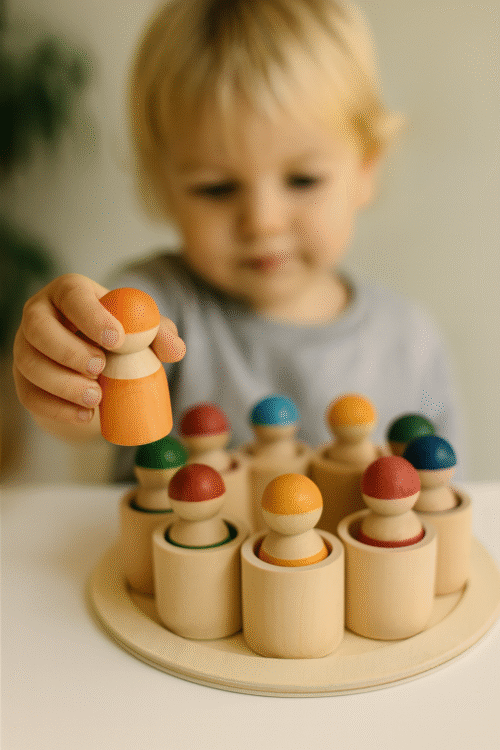 Bonhommes en Bois Colorés