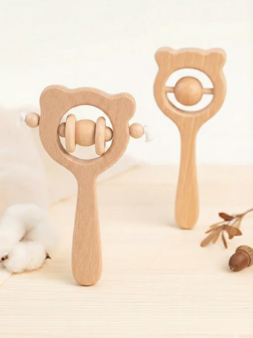 Hochet Bébé en Bois Naturel